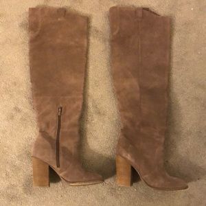 Carlos Santana over the knee suede boots